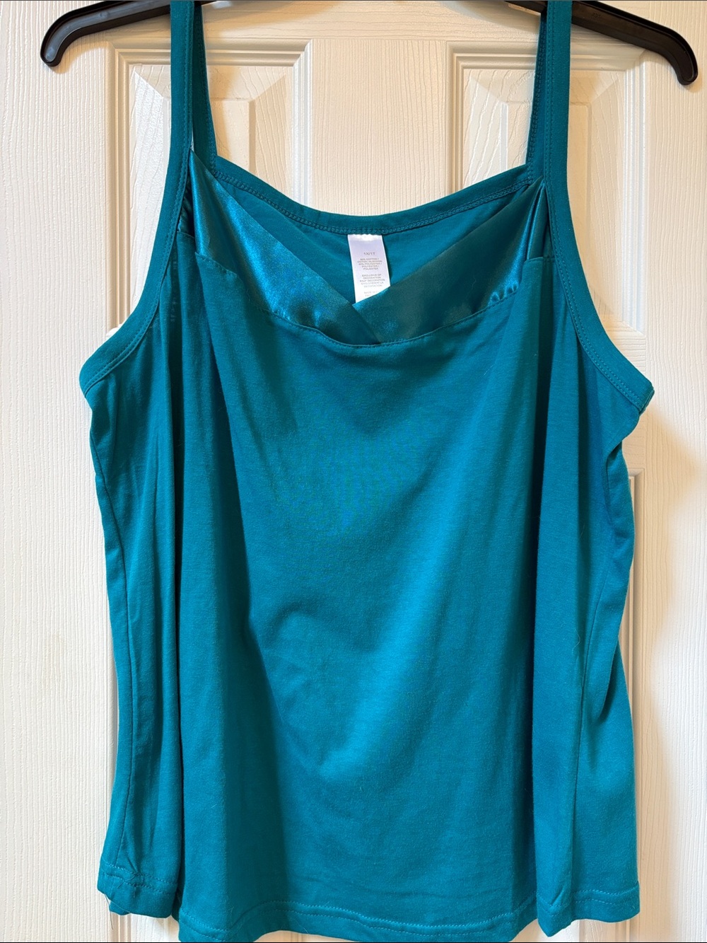 1X Teal Satin-Trim Camisole Tank Top - Women